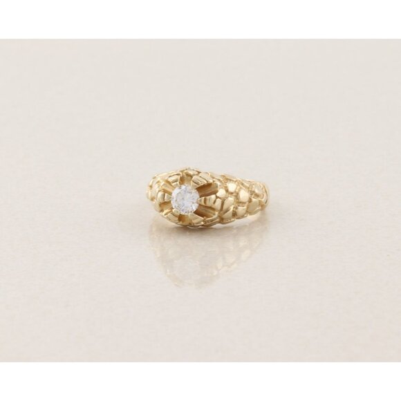 Mens 14k Yellow Gold .65 carat Diamond Belcher Ring Nugget Band Ring Size 10.25 - Picture 4 of 10